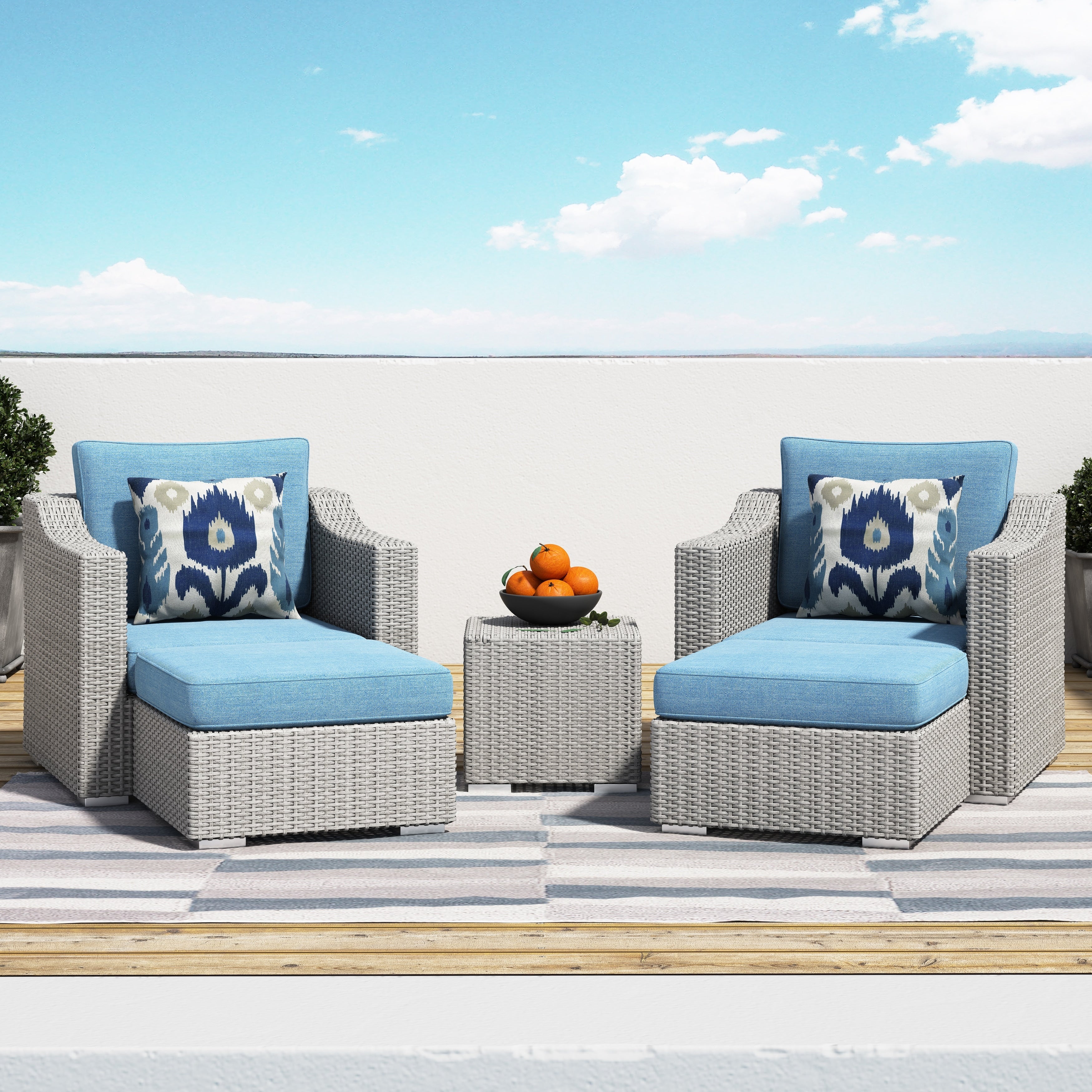 Ensemble de meubles d'extérieur Corvus Martinka en osier gris 5 pièces