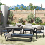 Ensemble de salle à manger d'extérieur Corvus Orville 6 pièces en aluminium avec plateau de table en WPC