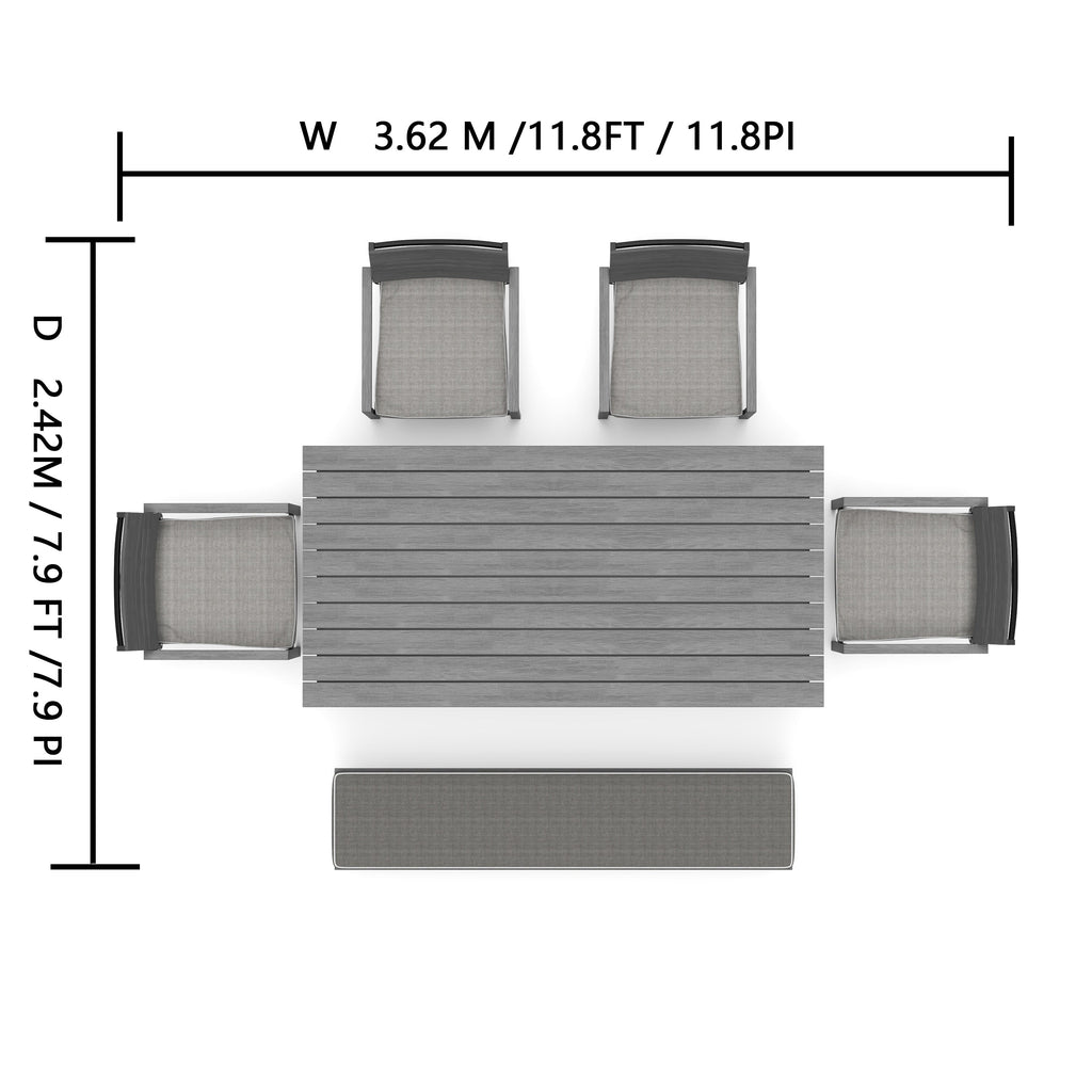 Ensemble de salle à manger d'extérieur Corvus Orville 6 pièces en aluminium avec plateau de table en WPC
