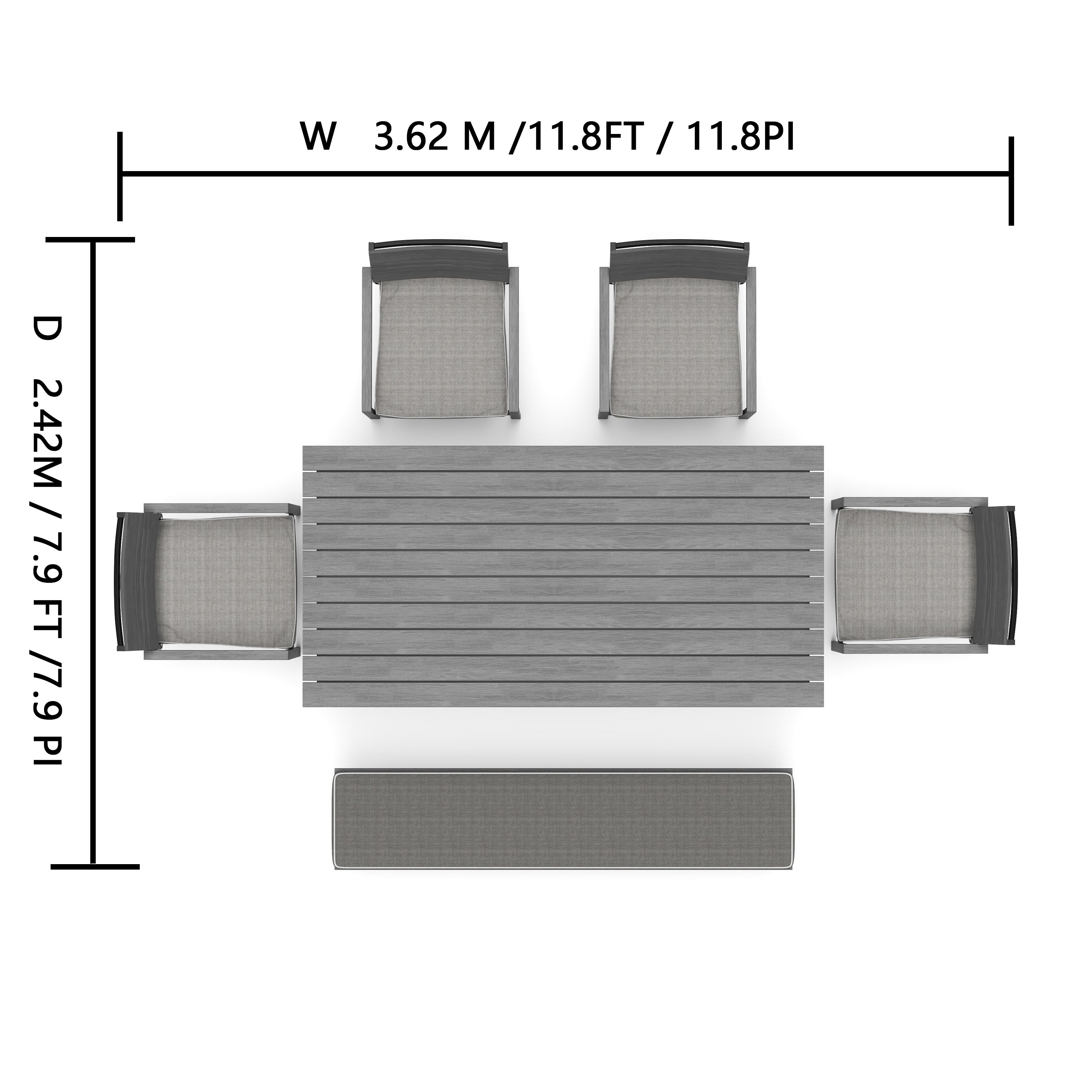 Ensemble de salle à manger d'extérieur Corvus Orville 6 pièces en aluminium avec plateau de table en WPC