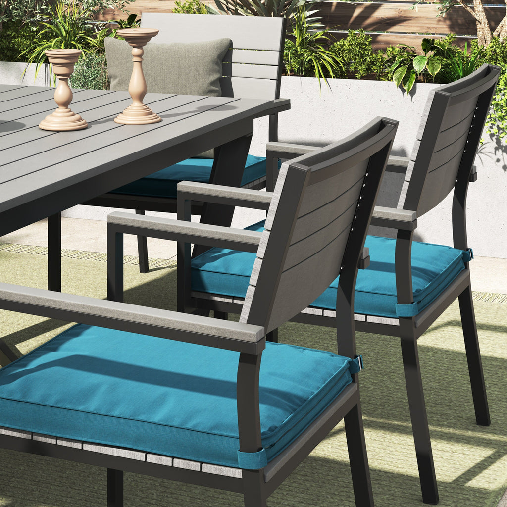 Ensemble de salle à manger d'extérieur Corvus Orville 6 pièces en aluminium avec plateau de table en WPC