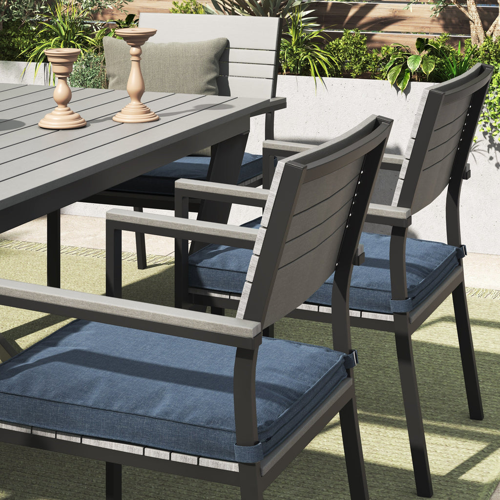 Ensemble de salle à manger d'extérieur Corvus Orville 6 pièces en aluminium avec plateau de table en WPC