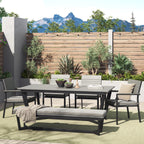 Ensemble de salle à manger d'extérieur Corvus Orville 6 pièces en aluminium avec plateau de table en WPC