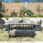 Ensemble de salle à manger d'extérieur Corvus Orville 6 pièces en aluminium avec plateau de table en WPC