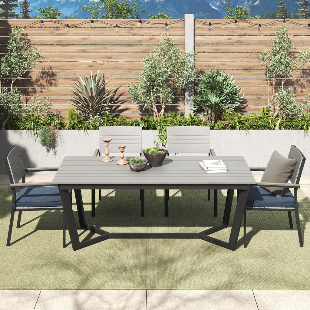 Ensemble de salle à manger d'extérieur Corvus Orville 6 pièces en aluminium avec plateau de table en WPC
