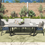Ensemble de salle à manger d'extérieur Corvus Orville 6 pièces en aluminium avec plateau de table en WPC