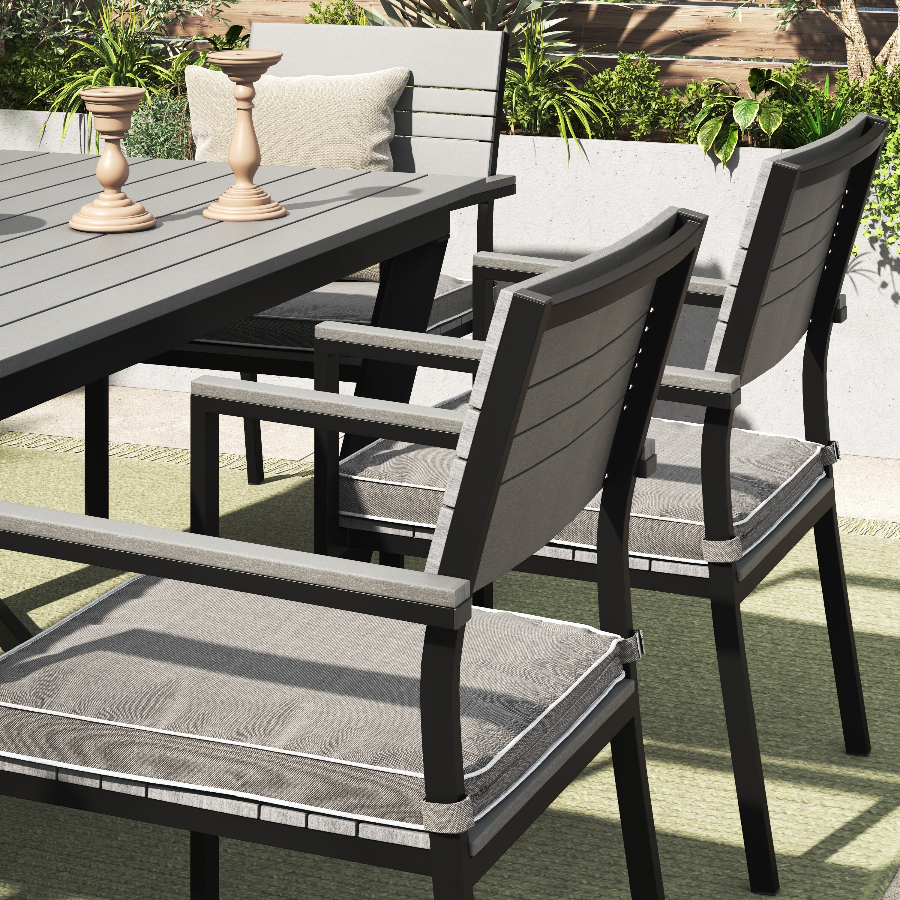 Ensemble de salle à manger d'extérieur Corvus Orville 6 pièces en aluminium avec plateau de table en WPC