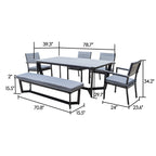 Ensemble de salle à manger d'extérieur Corvus Orville 6 pièces en aluminium avec plateau de table en WPC