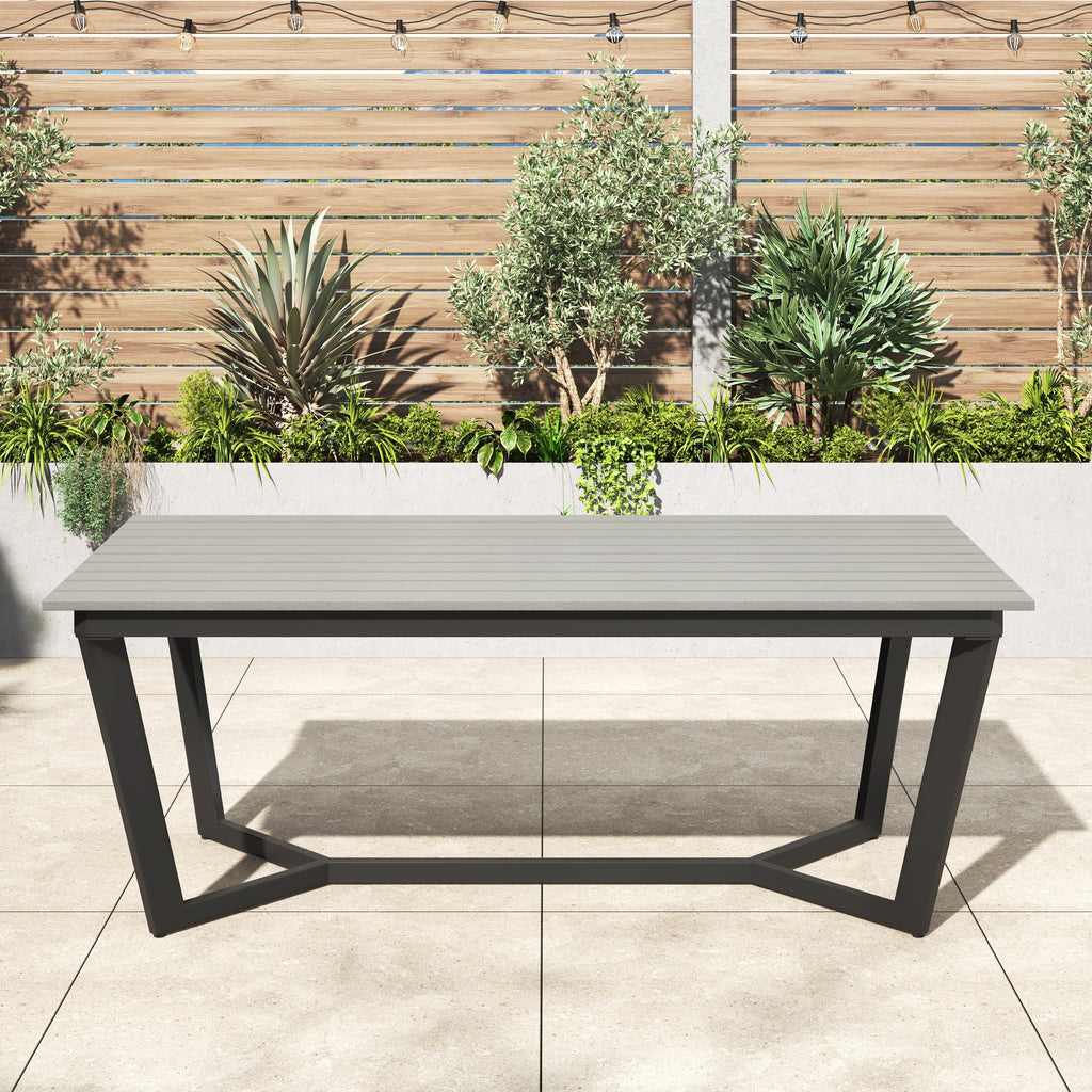 Ensemble de salle à manger d'extérieur Corvus Orville 6 pièces en aluminium avec plateau de table en WPC