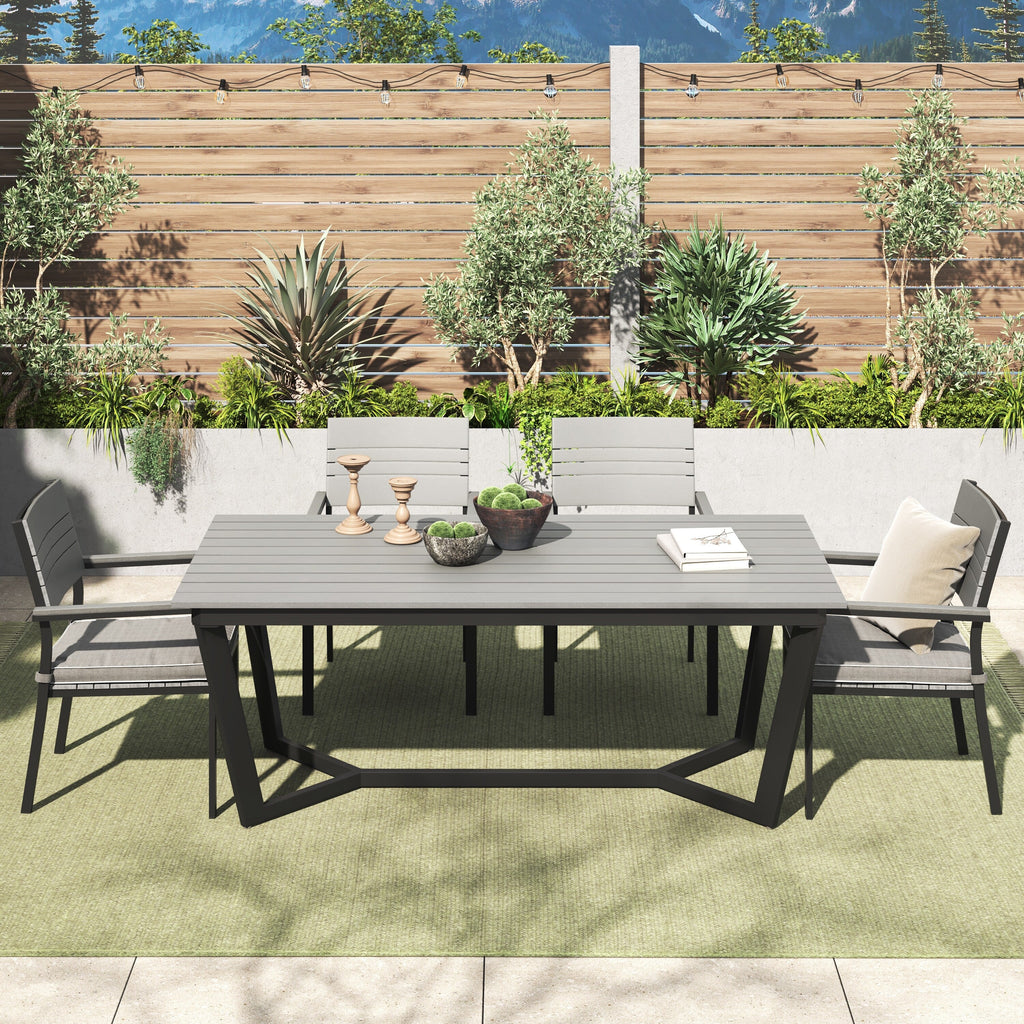 Ensemble de salle à manger d'extérieur Corvus Orville 6 pièces en aluminium avec plateau de table en WPC