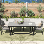 Ensemble de salle à manger d'extérieur Corvus Orville 6 pièces en aluminium avec plateau de table en WPC