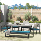 Ensemble de salle à manger d'extérieur Corvus Orville 6 pièces en aluminium avec plateau de table en WPC