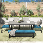 Ensemble de salle à manger d'extérieur Corvus Orville 6 pièces en aluminium avec plateau de table en WPC