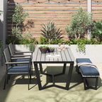 Ensemble de salle à manger d'extérieur Corvus Orville 6 pièces en aluminium avec plateau de table en WPC