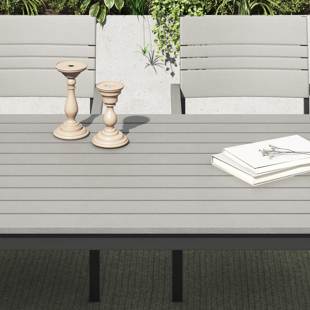 Ensemble de salle à manger d'extérieur Corvus Orville 6 pièces en aluminium avec plateau de table en WPC