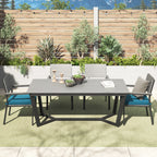 Ensemble de salle à manger d'extérieur Corvus Orville 6 pièces en aluminium avec plateau de table en WPC