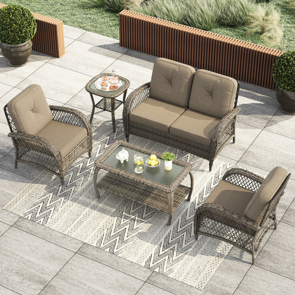 Ensemble de salon de jardin en osier Corvus Padova 4 pièces