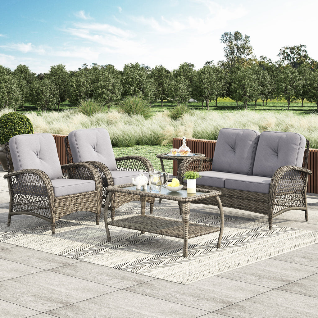Ensemble de salon de jardin en osier Corvus Padova 4 pièces