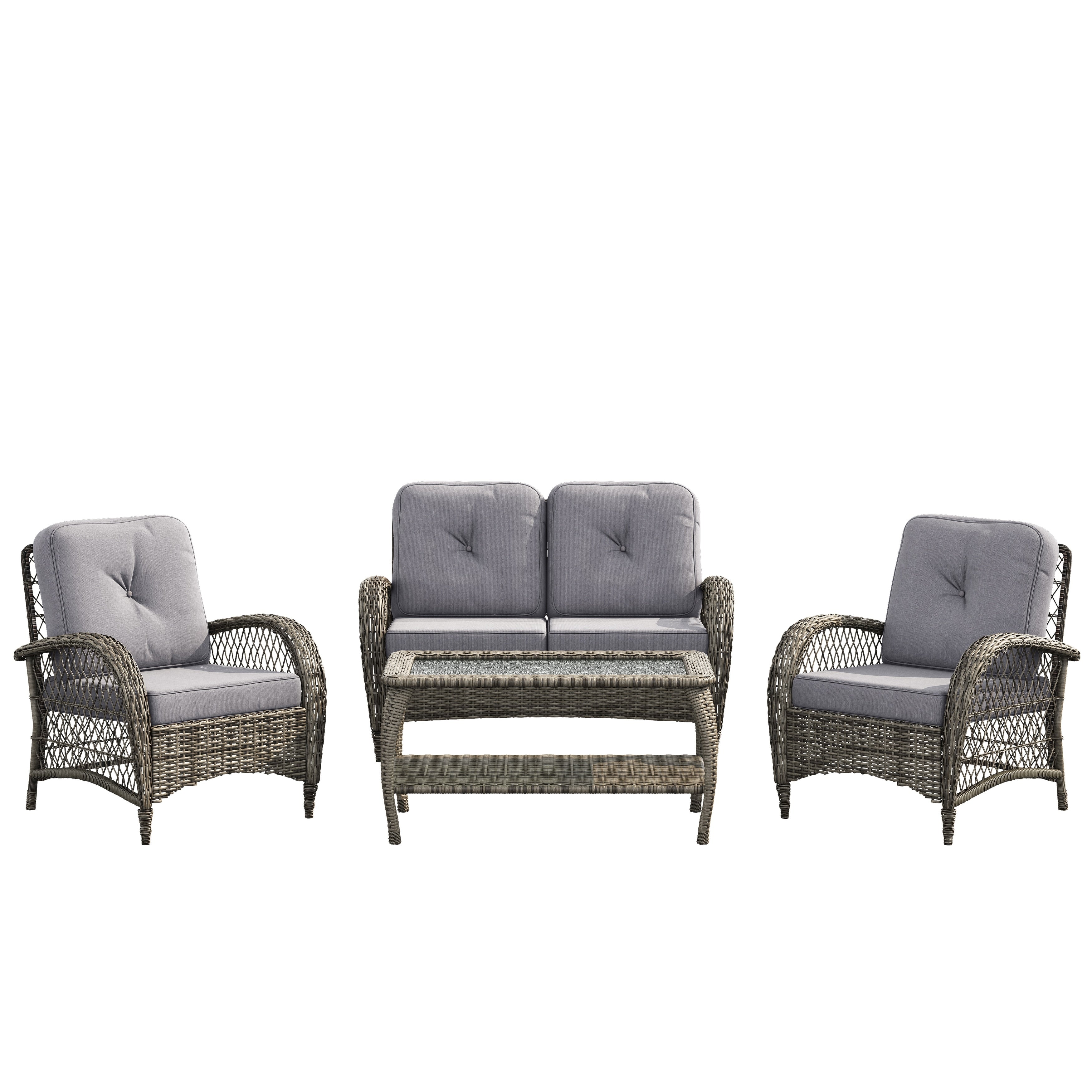 Ensemble de salon de jardin en osier Corvus Padova 4 pièces