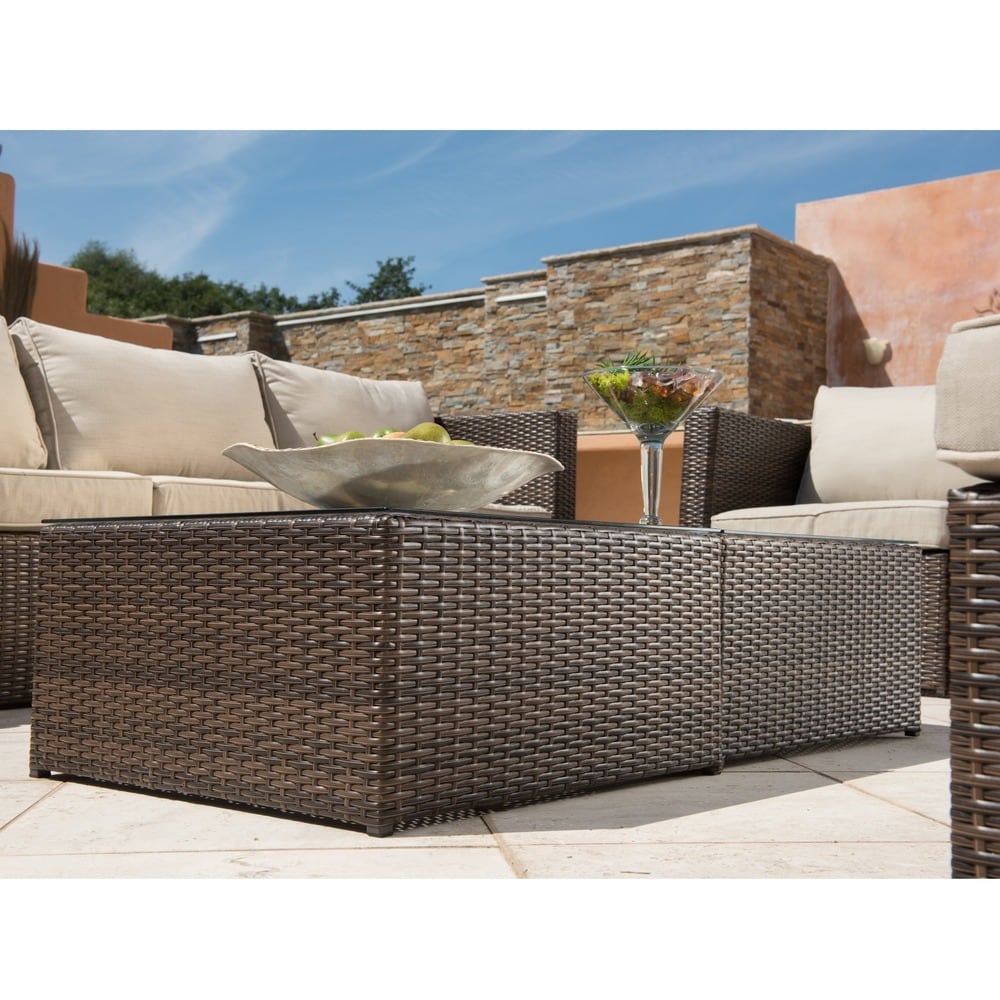 Ensemble de conversation sectionnel de 12 pièces en osier brun Corvus Trey pour meubles de patio