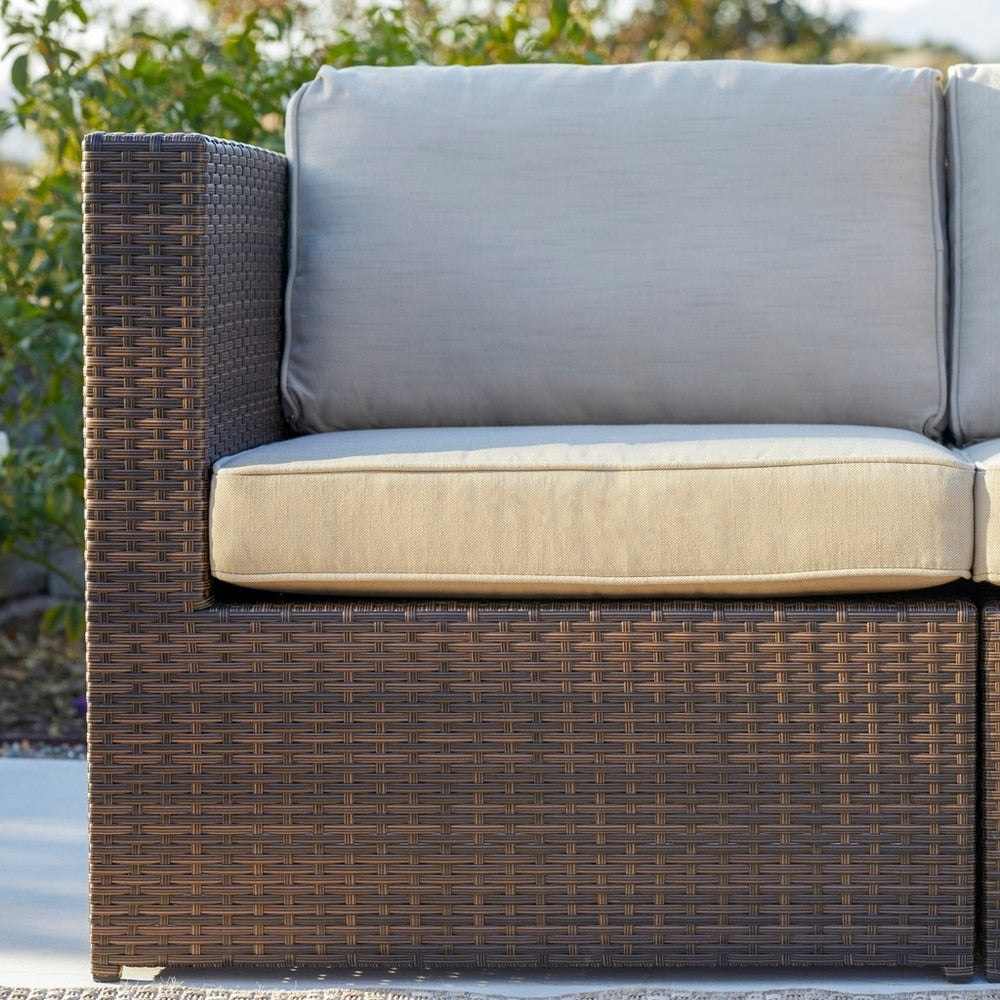 Ensemble de conversation sectionnel de 12 pièces en osier brun Corvus Trey pour meubles de patio