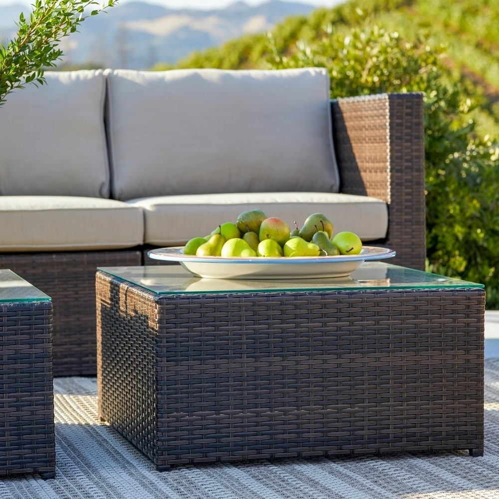 Ensemble de conversation sectionnel de 12 pièces en osier brun Corvus Trey pour meubles de patio