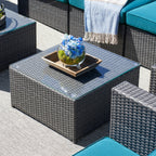 Ensemble de canapés de patio sectionnels en osier Corvus Trey 12 pièces