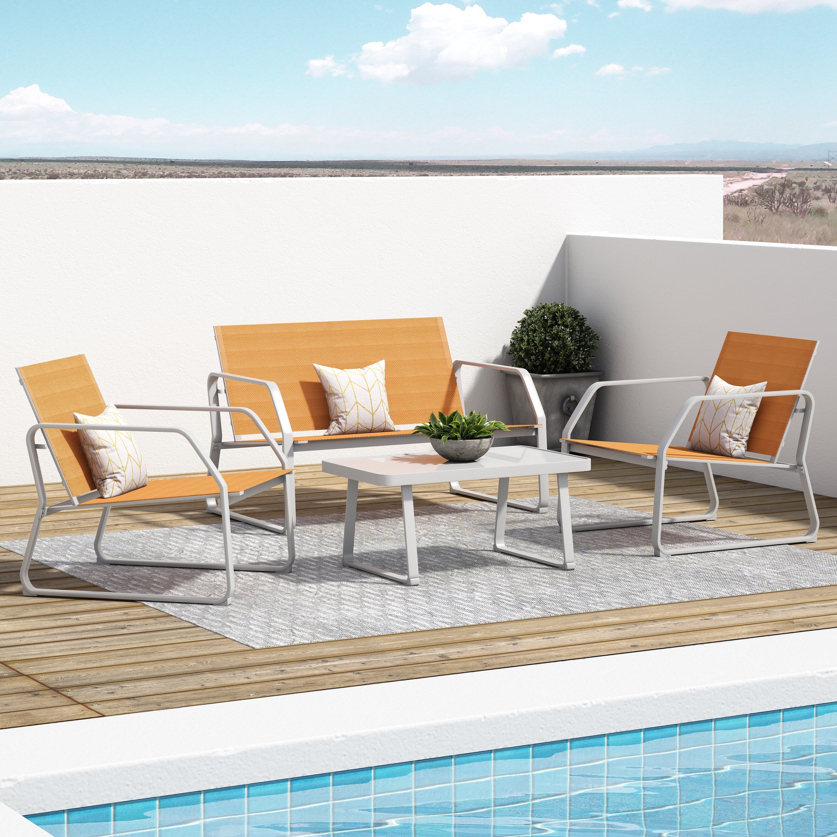 Ensemble de conversation en tissu pour l'extérieur Corvus Yorkdale, 4 pièces