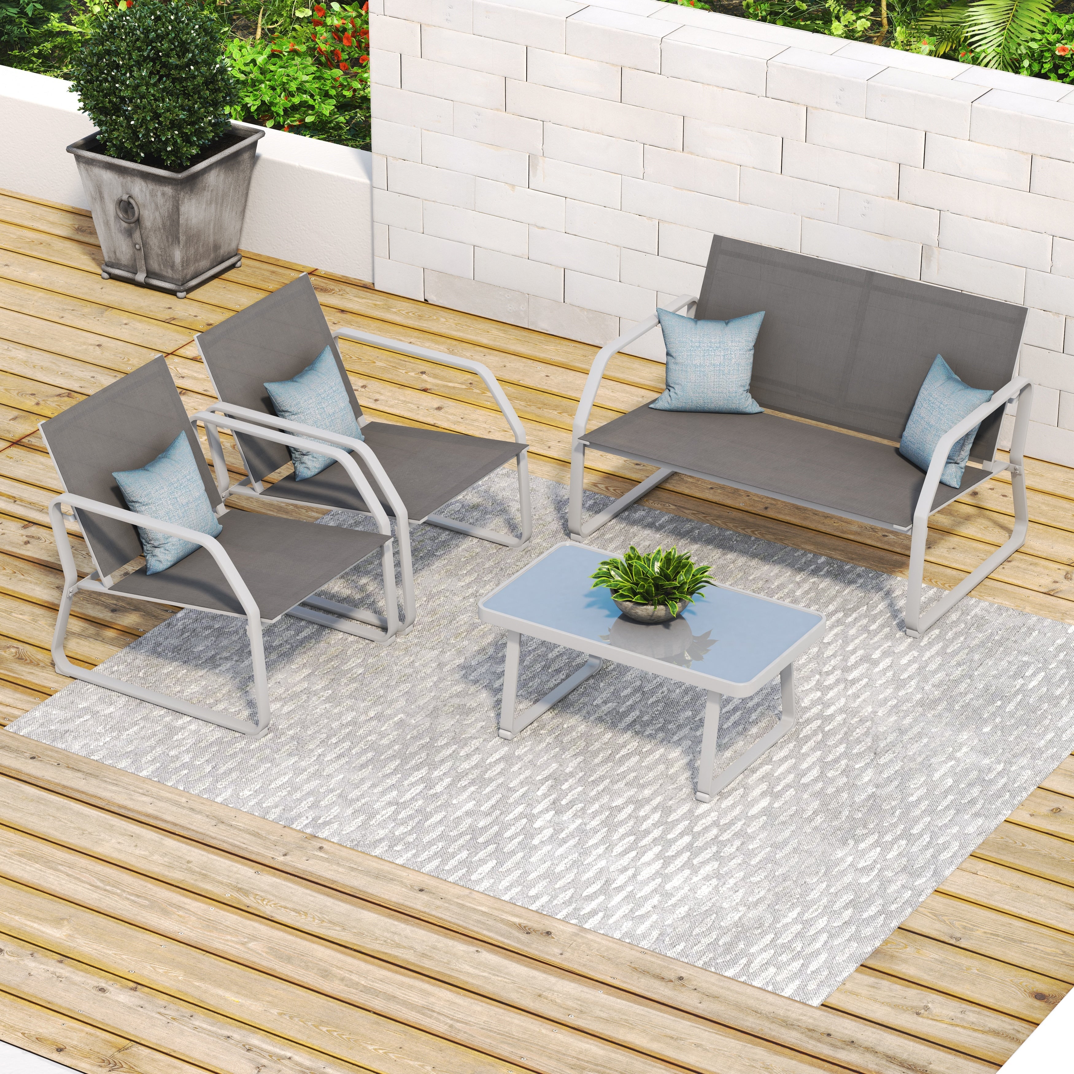 Ensemble de conversation en tissu pour l'extérieur Corvus Yorkdale, 4 pièces