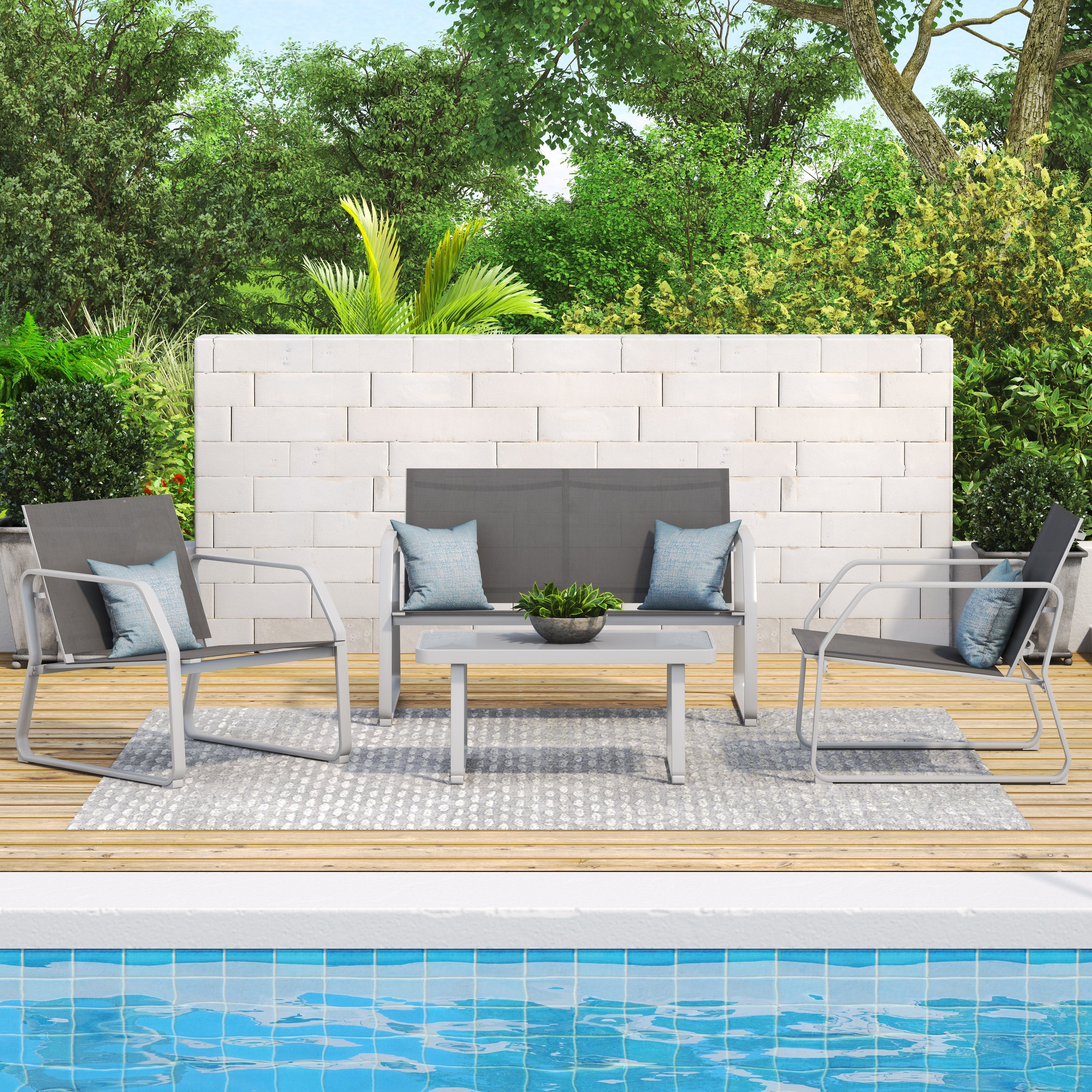 Ensemble de conversation en tissu pour l'extérieur Corvus Yorkdale, 4 pièces