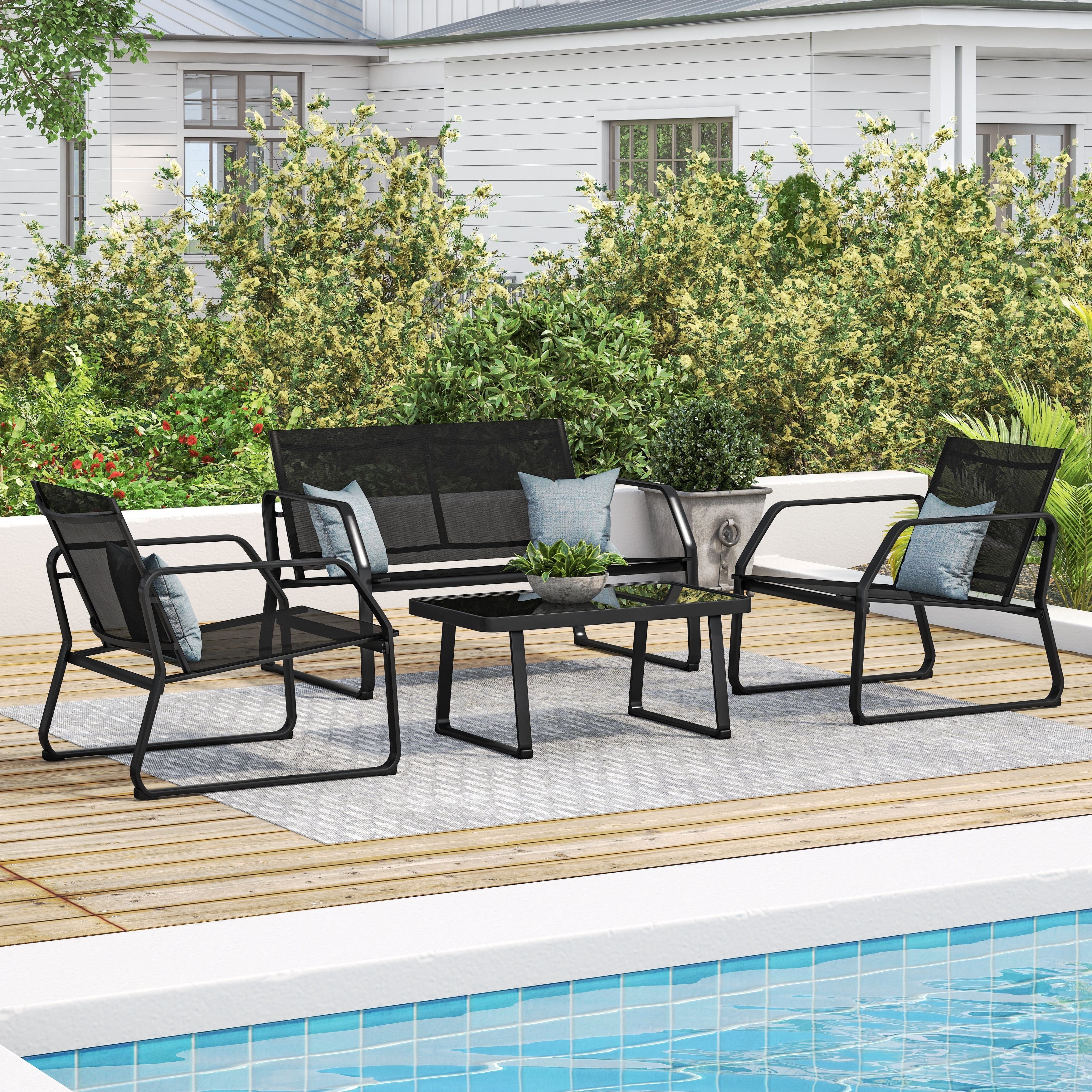 Ensemble de conversation en tissu pour l'extérieur Corvus Yorkdale, 4 pièces