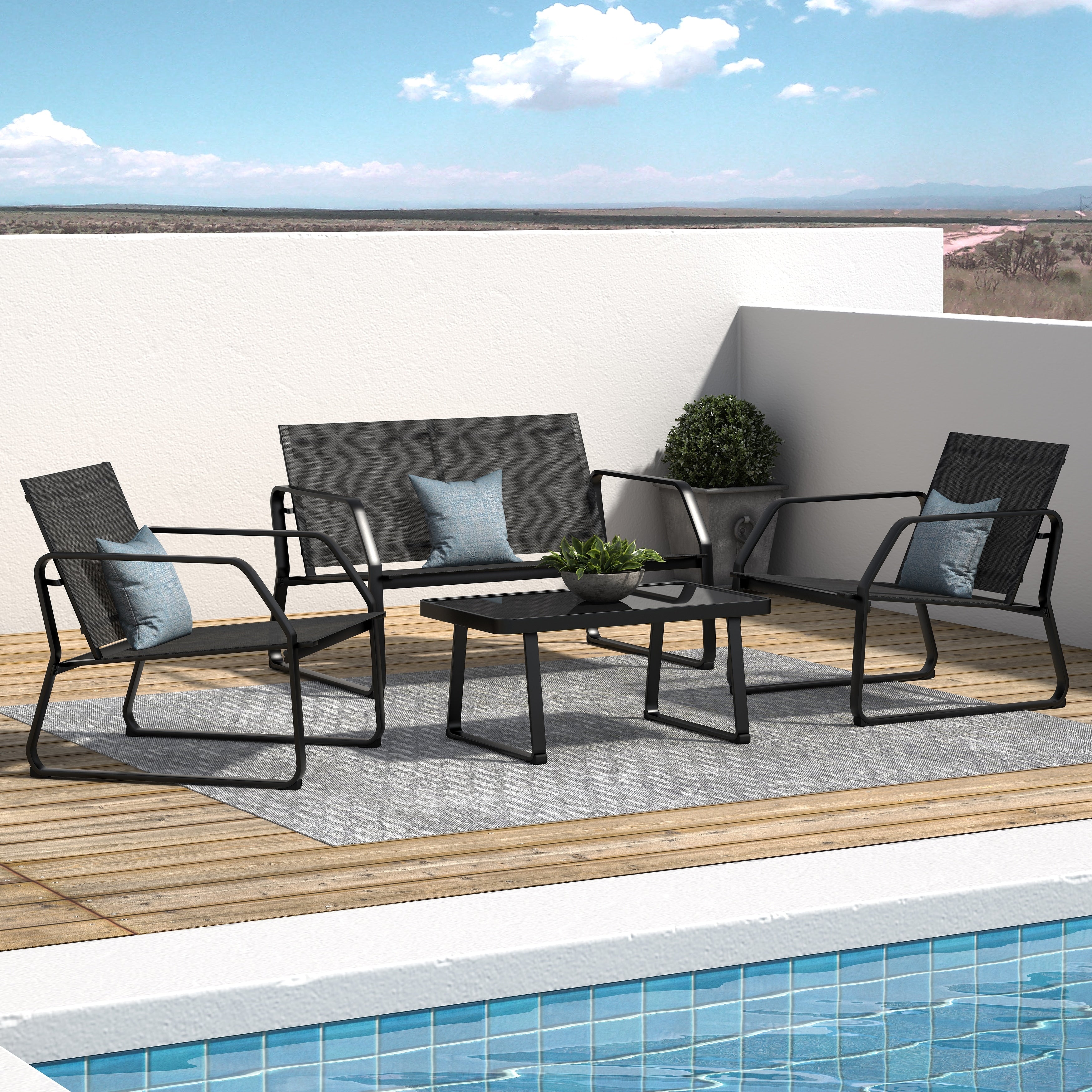 Ensemble de conversation en tissu pour l'extérieur Corvus Yorkdale, 4 pièces