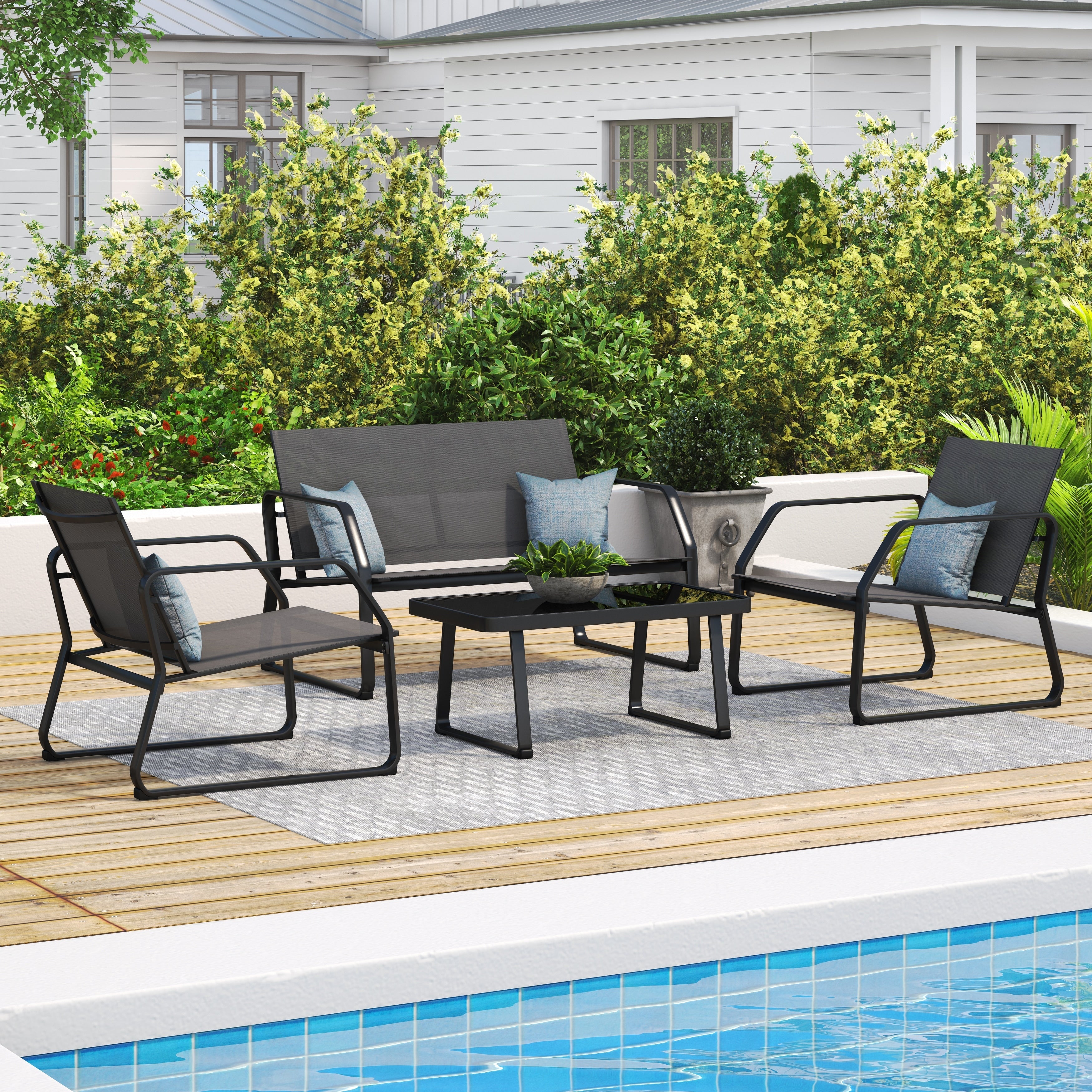 Ensemble de conversation en tissu pour l'extérieur Corvus Yorkdale, 4 pièces