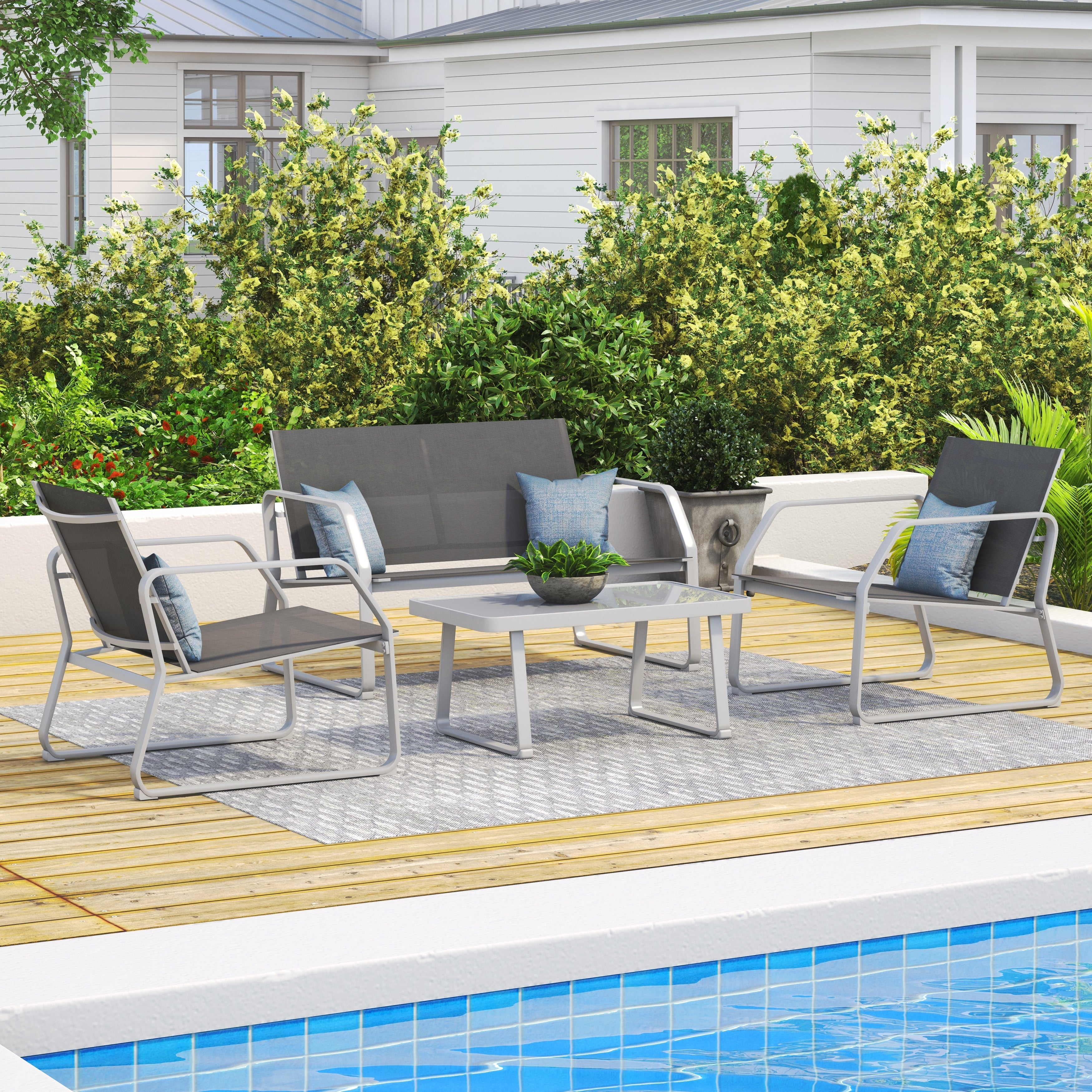 Ensemble de conversation en tissu pour l'extérieur Corvus Yorkdale, 4 pièces