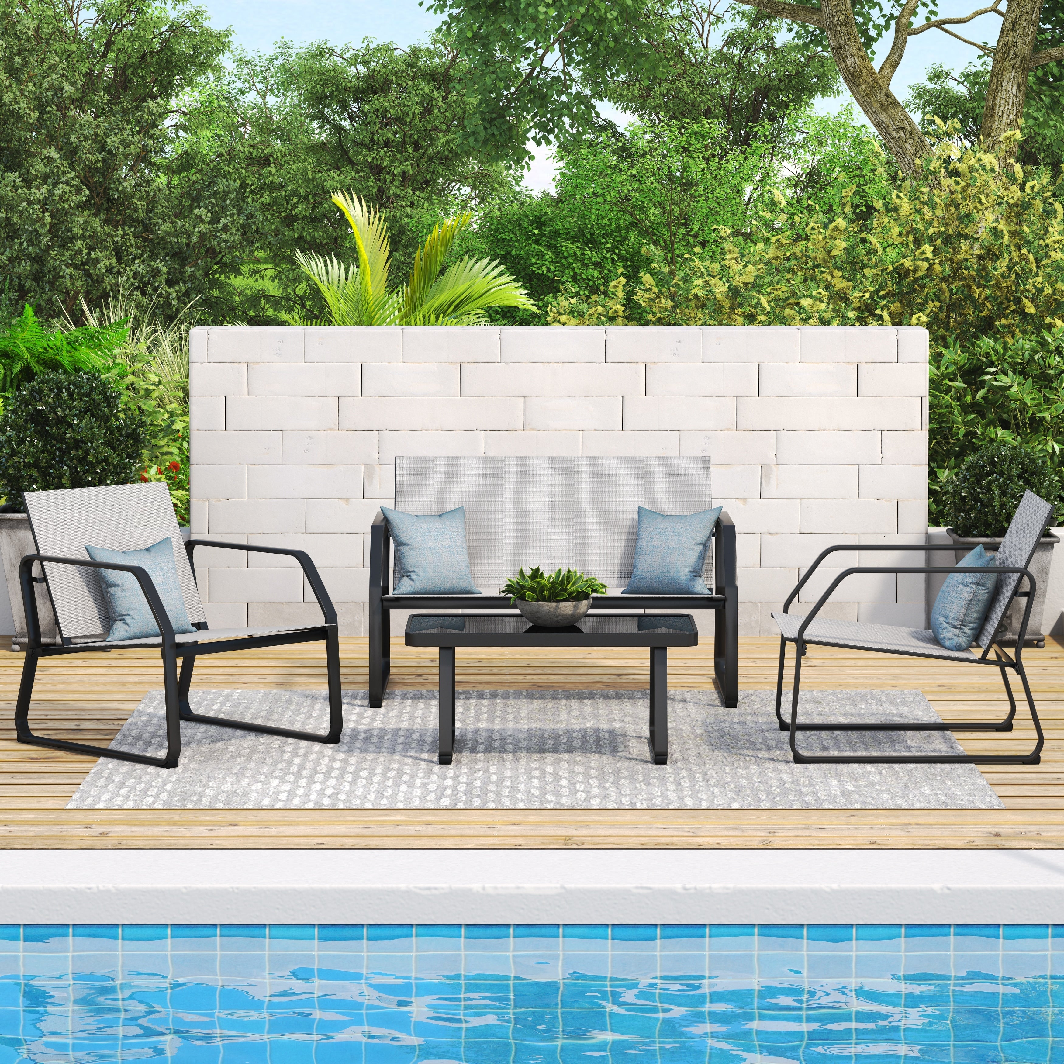 Ensemble de conversation en tissu pour l'extérieur Corvus Yorkdale, 4 pièces