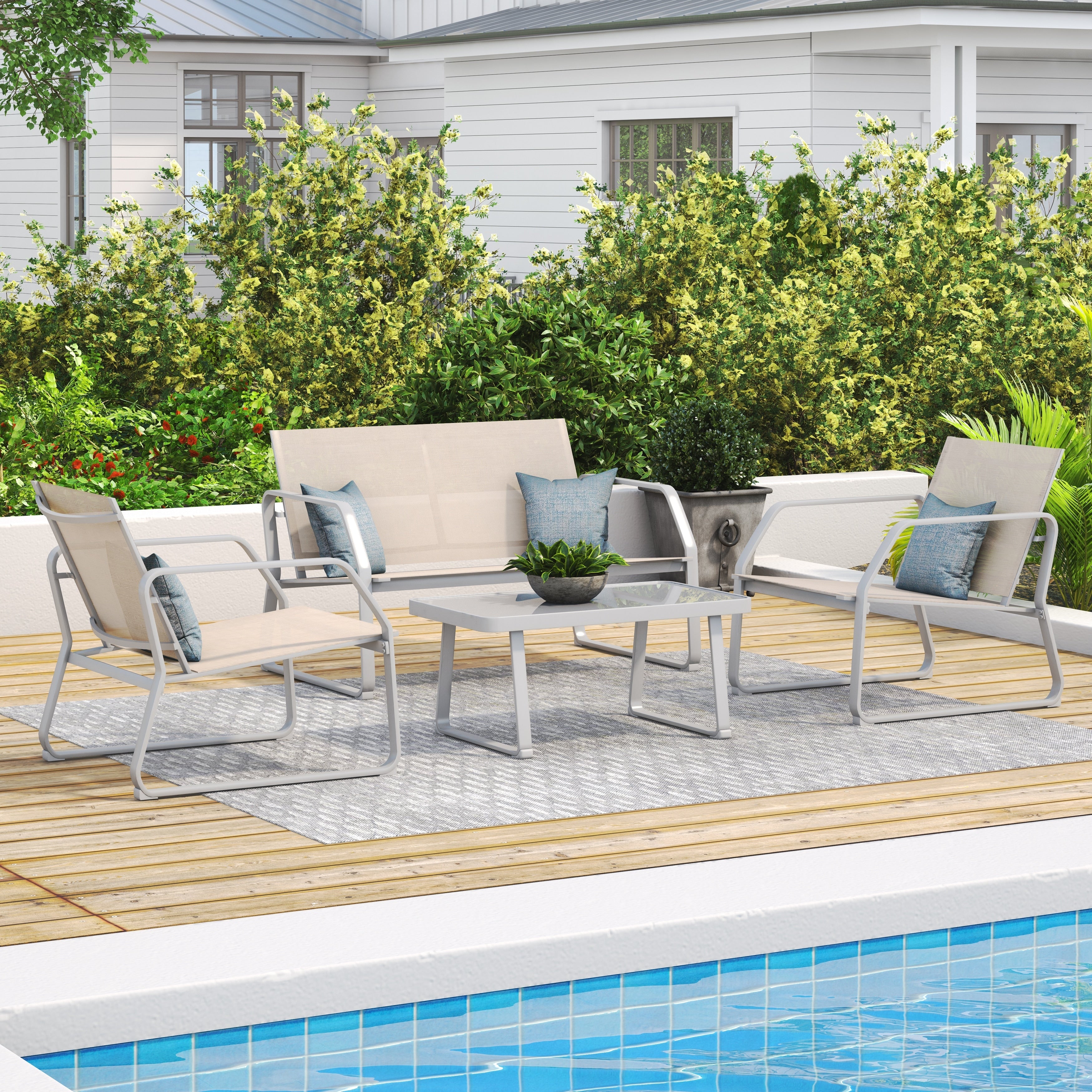 Ensemble de conversation en tissu pour l'extérieur Corvus Yorkdale, 4 pièces