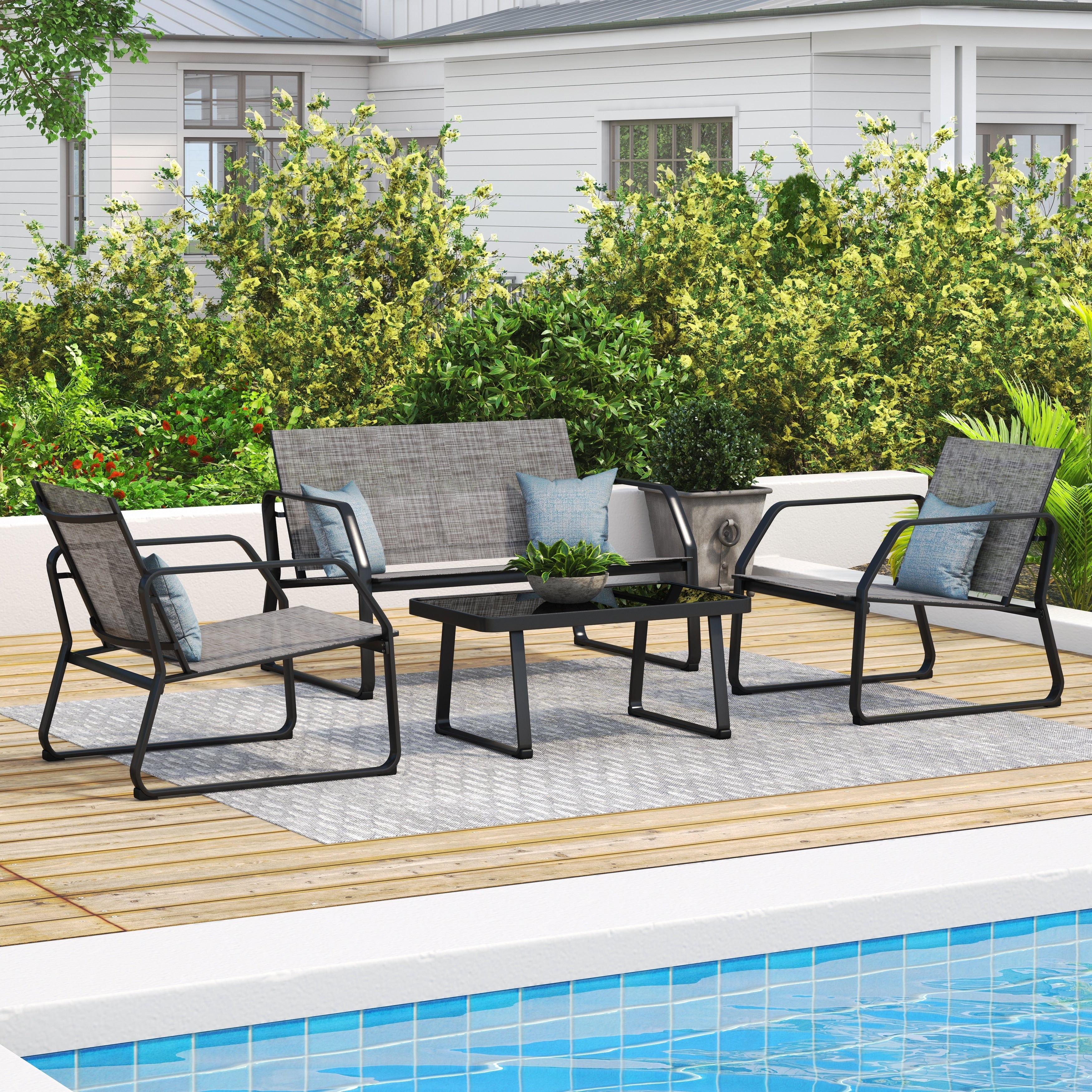 Ensemble de conversation en tissu pour l'extérieur Corvus Yorkdale, 4 pièces