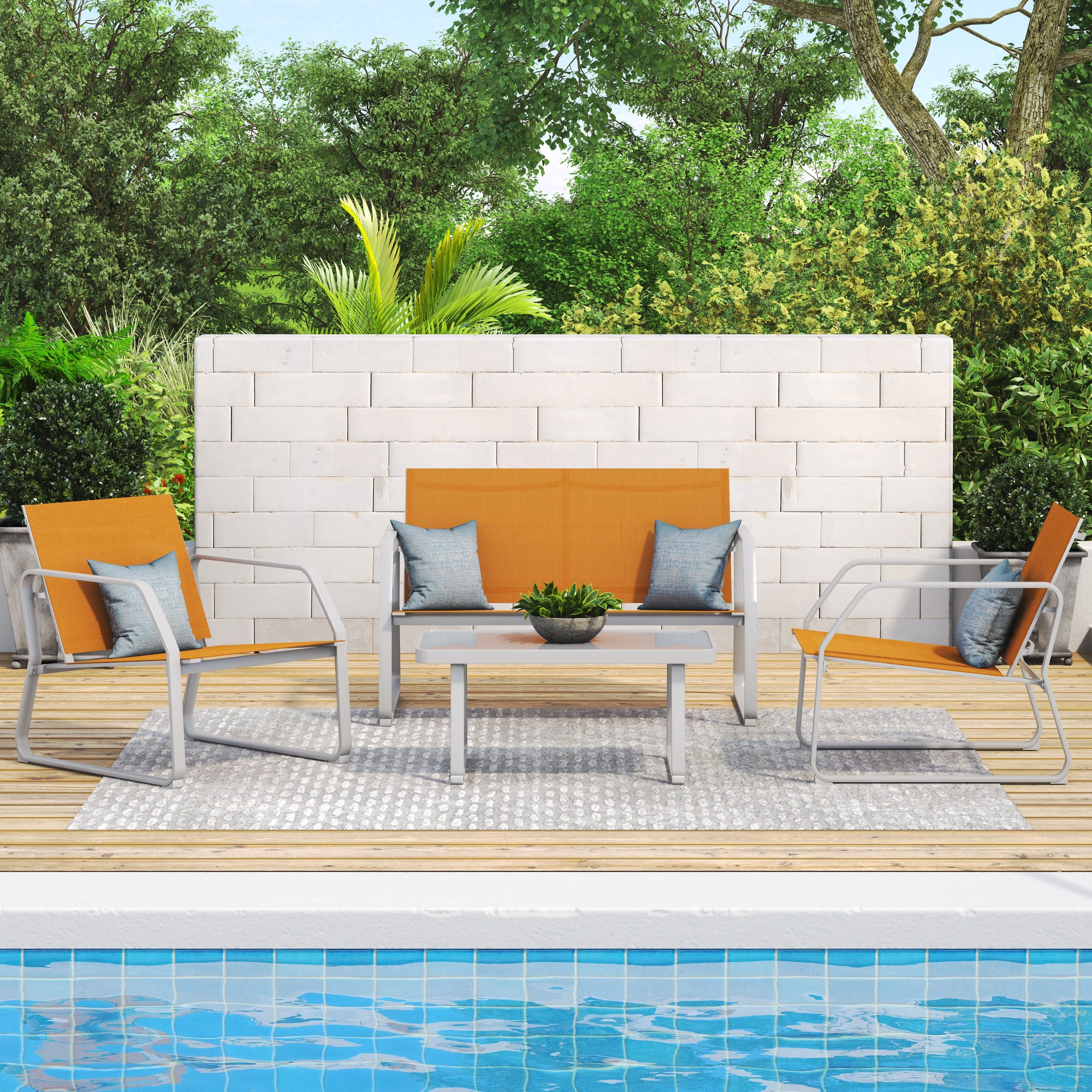 Ensemble de conversation en tissu pour l'extérieur Corvus Yorkdale, 4 pièces