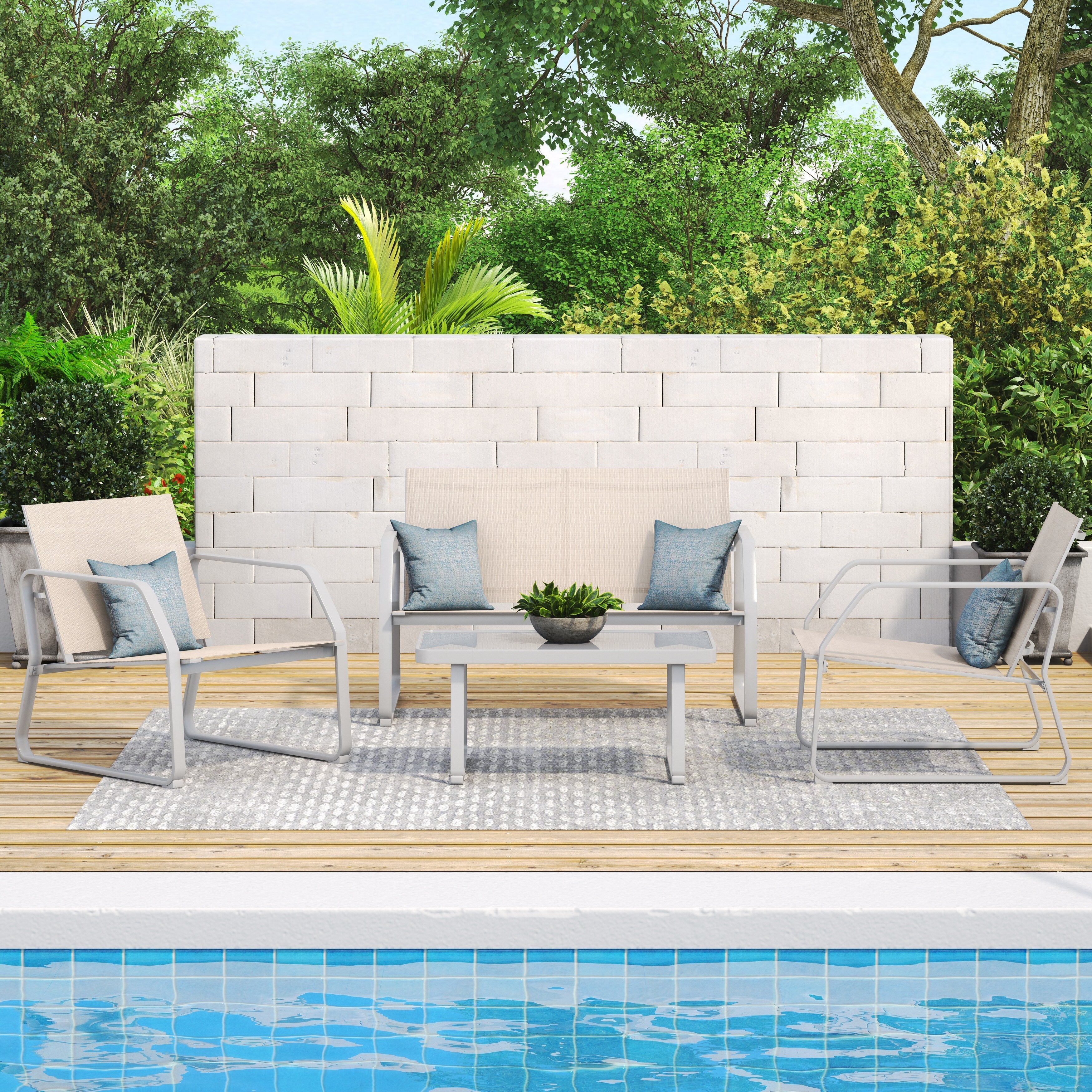 Ensemble de conversation en tissu pour l'extérieur Corvus Yorkdale, 4 pièces