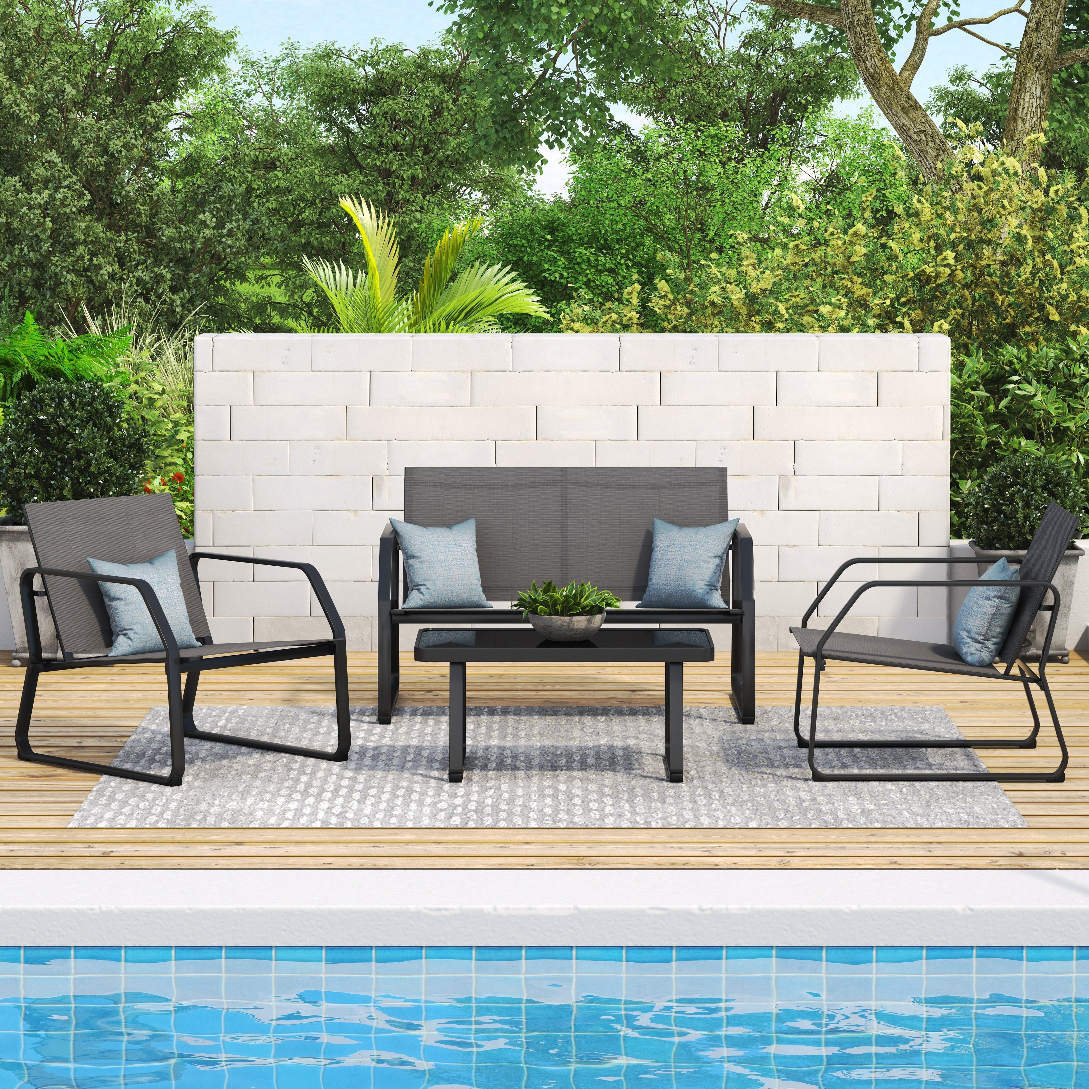 Ensemble de conversation en tissu pour l'extérieur Corvus Yorkdale, 4 pièces