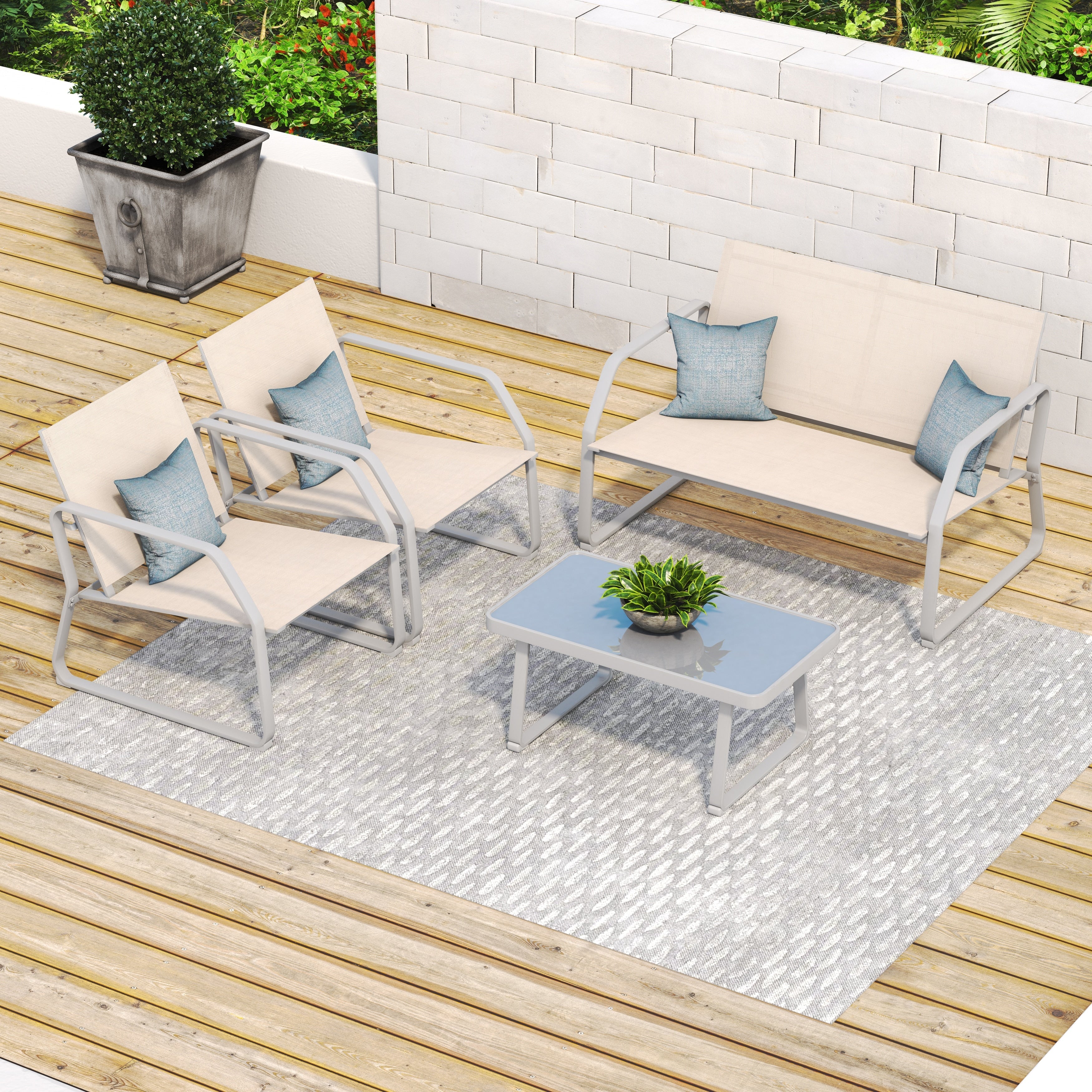 Ensemble de conversation en tissu pour l'extérieur Corvus Yorkdale, 4 pièces