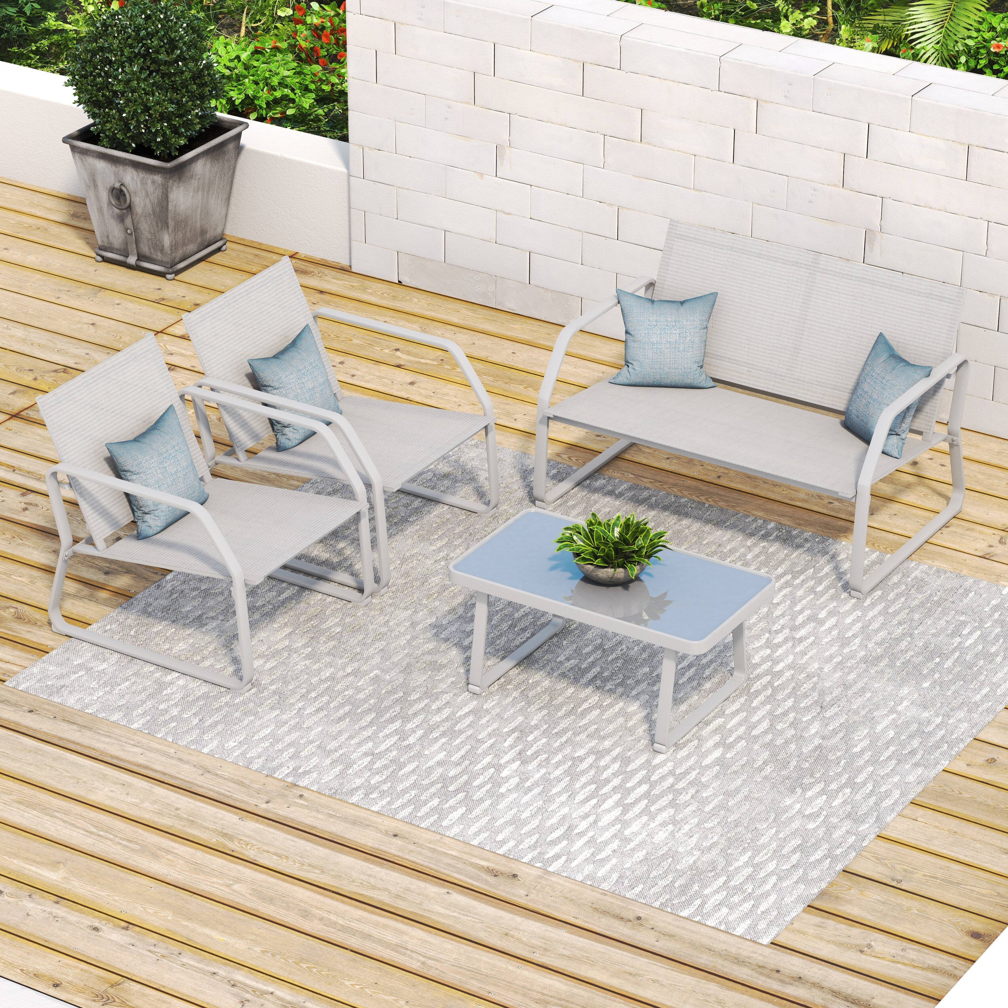 Ensemble de conversation en tissu pour l'extérieur Corvus Yorkdale, 4 pièces