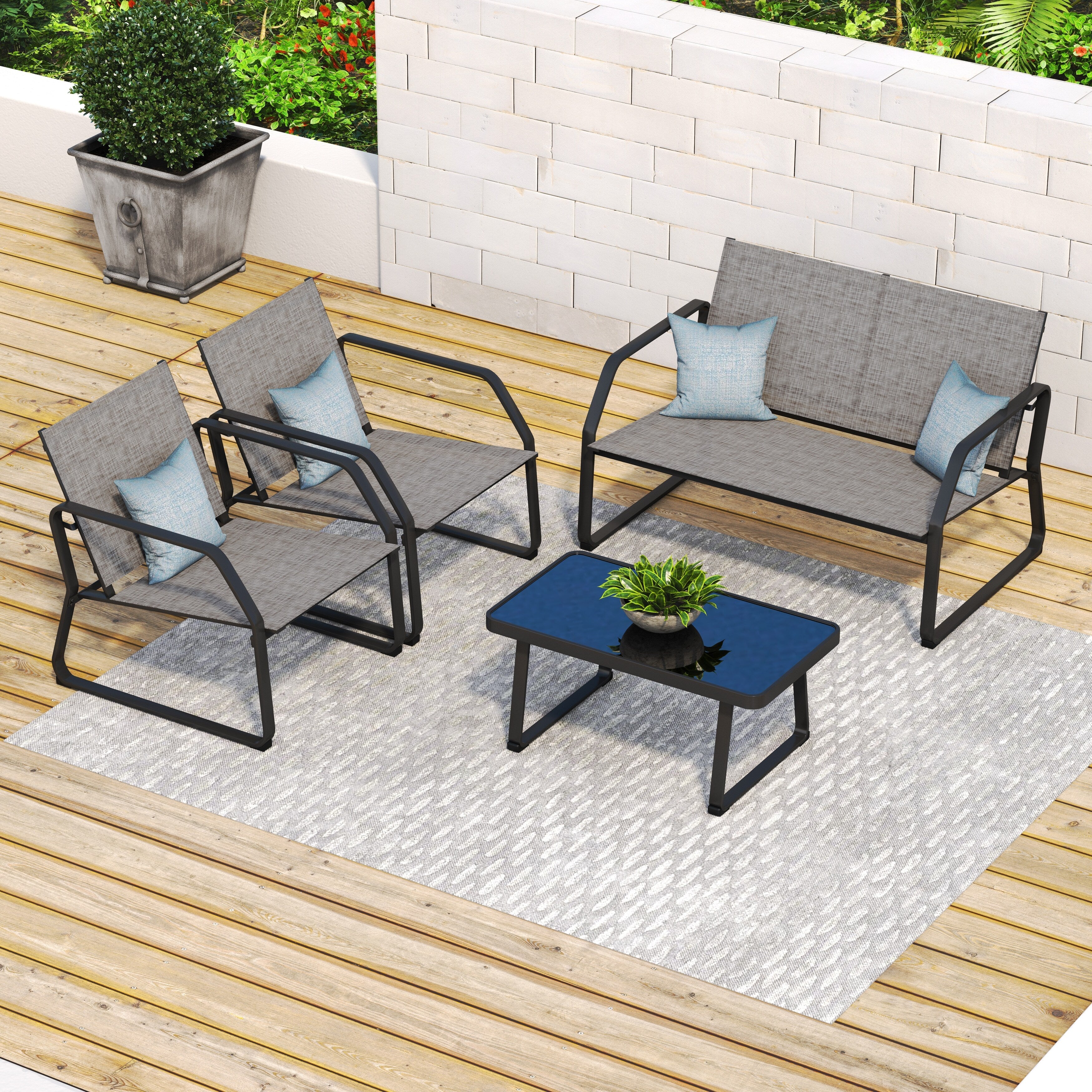 Ensemble de conversation en tissu pour l'extérieur Corvus Yorkdale, 4 pièces