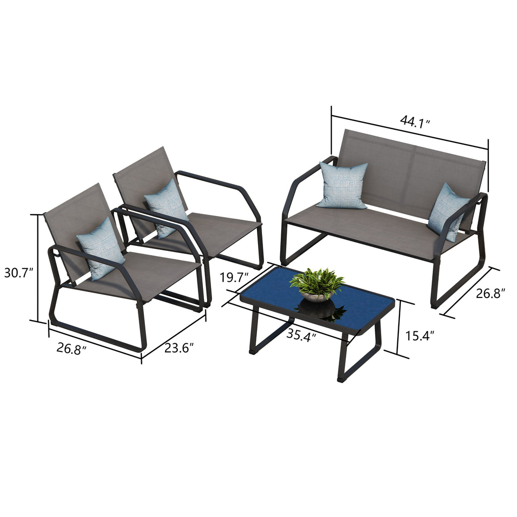 Ensemble de conversation en tissu pour l'extérieur Corvus Yorkdale, 4 pièces