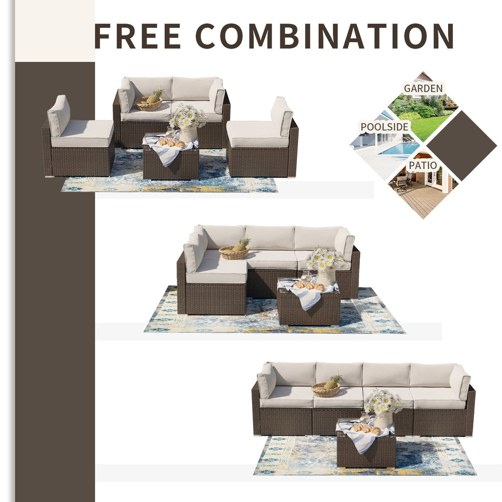 Ensemble de meubles de patio extérieur en osier 5 pièces le plus confortable avec table basse