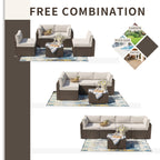 Ensemble de meubles de patio extérieur en osier 5 pièces le plus confortable avec table basse