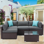 Ensemble de meubles de patio extérieur en osier 5 pièces le plus confortable avec table basse