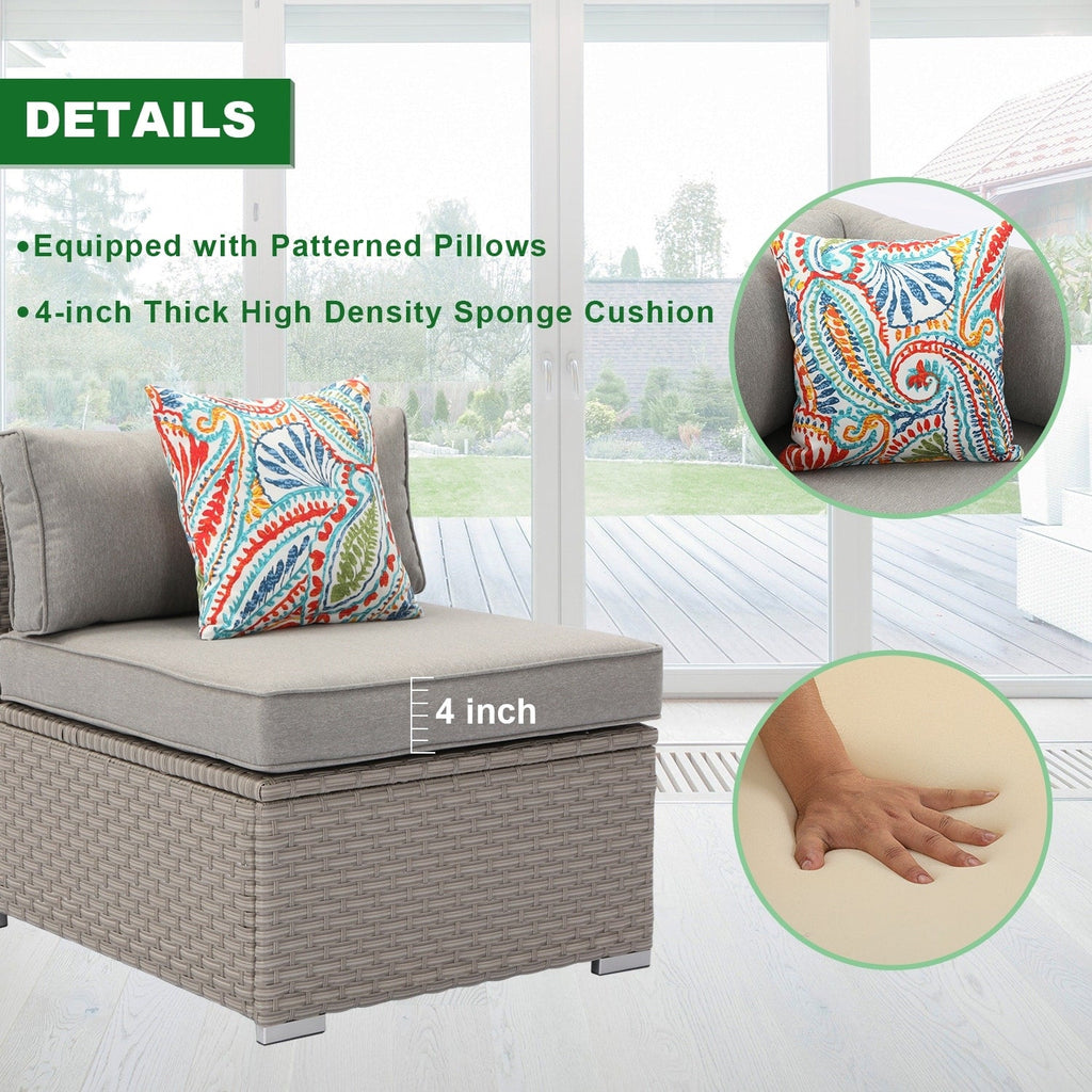 Ensemble de meubles de patio extérieur en osier 5 pièces le plus confortable avec table basse