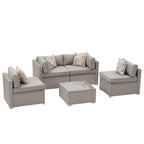 Ensemble de meubles de patio extérieur en osier 5 pièces le plus confortable avec table basse