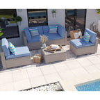 Ensemble de meubles de patio extérieur en osier 5 pièces le plus confortable avec table basse